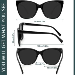 WOWSUN Large Polarized Cat Eye Sunglasses for Women