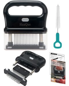 huaque meat tenderizer tool, detachable 48-blade stainless steel steak tenderizer needles for tenderizing beef/chicken/pork, dishwasher safe, cleaning brush/user manual/recipe ebook (pdf) included