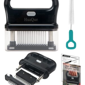 HuaQue Meat Tenderizer Tool, Detachable 48-Blade Stainless Steel Steak Tenderizer Needles for Tenderizing Beef/Chicken/Pork, Dishwasher Safe, Cleaning Brush/User Manual/Recipe Ebook (PDF) Included