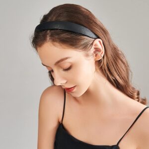 4 Pack Leather Headband Non-slip Fashion Wide Headband for Women Simple Headband Hairbands Hair Hoop Solid Color Soft PU Head Bands for Women Girls