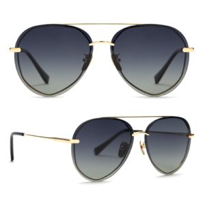 diff lenox gold + black grey gradient, designer oversized aviator sunglasses for women uv400 polarized protection