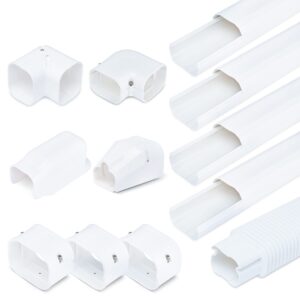 sealproof mini split ac line set cover kit, 3" decorative white professional grade pvc kit provides 15 ft line coverage for ductless mini split air conditioners and heat pumps