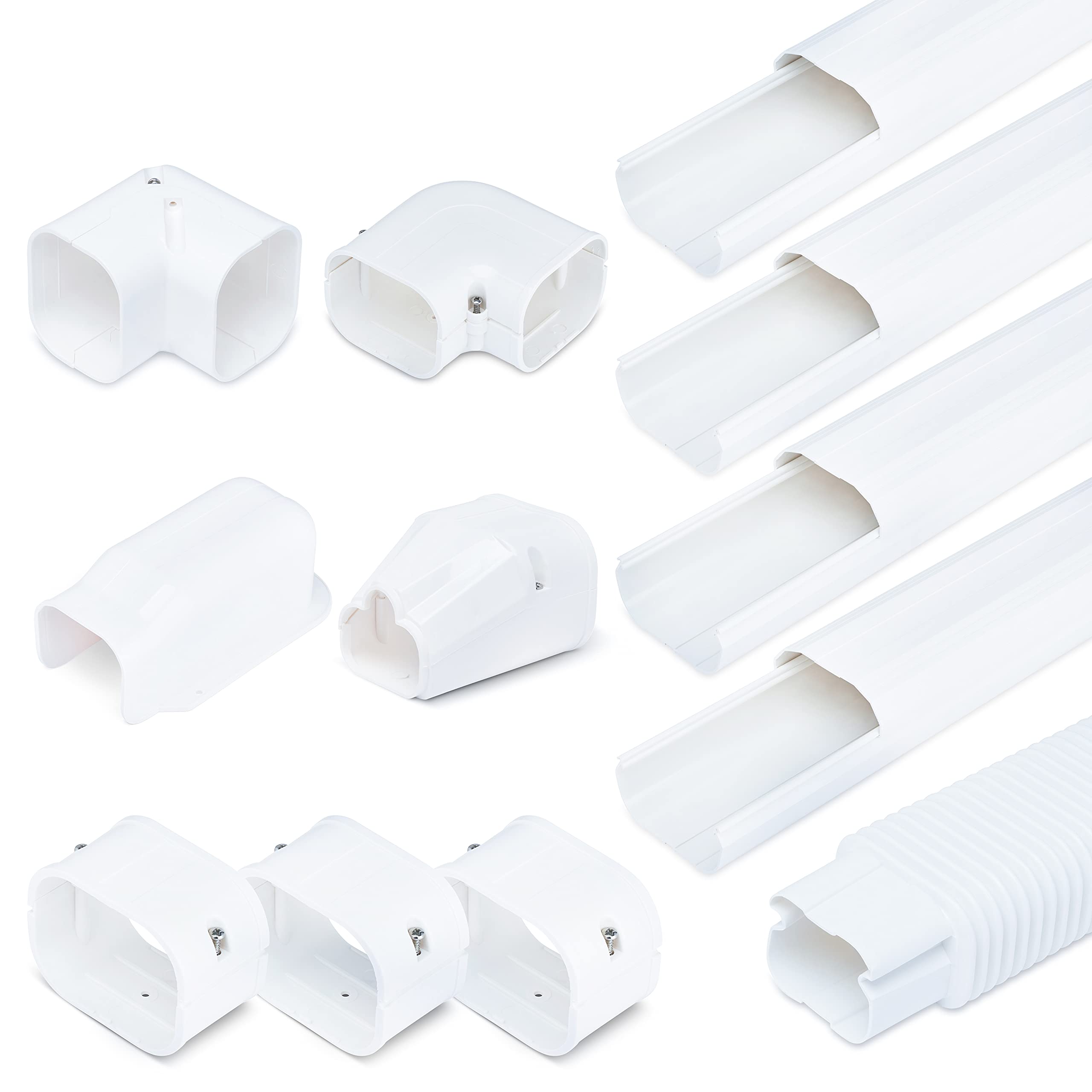 Sealproof Mini Split AC Line Set Cover Kit, 3" Decorative White Professional Grade PVC Kit Provides 15 FT Line Coverage for Ductless Mini Split Air Conditioners and Heat Pumps