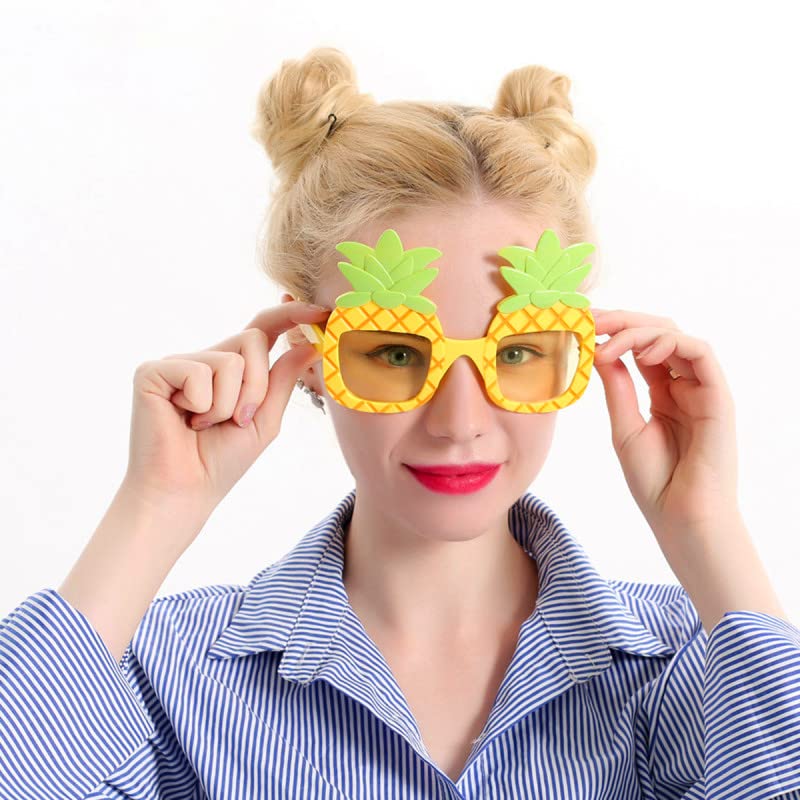 HIPIHOM 8Pcs Fruit Eyeglasses Luau Party Sunglasses Funny Sunglasses Dress Props for Hawaiian Beach Luau Theme Party Supplies