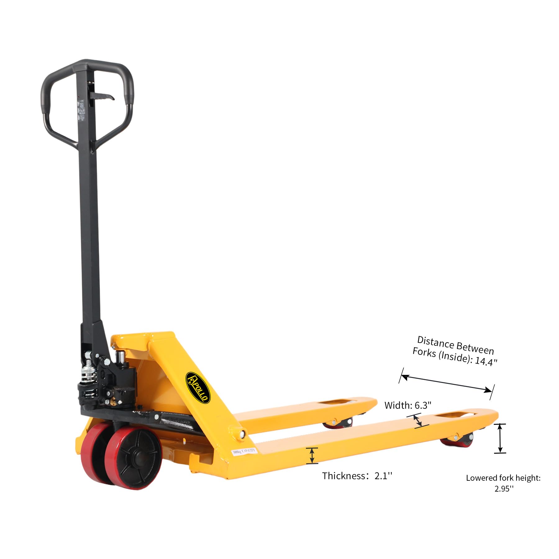 APOLLO Manual Pallet Jack 5500lbs Capacity 7.3" Lifting Height Hand Pallet Truck 27" W x 48" L Forks with Integrated Pump