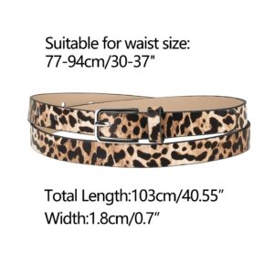 Allegra K Women's Skinny Waist Belts Single Pin Buckle Cute Animal Printed Pants Dress Thin Faux Leather Belt Fit waist 77-94cm/30-37 Leopard Printed