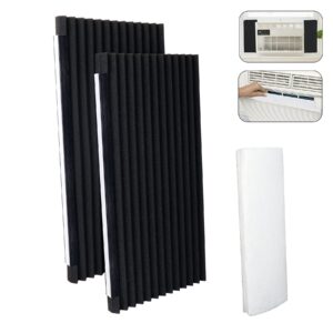 gcgoods window air conditioner foam insulating panels with window a/c filter, 17" h x 9" w x 7/8" t, pack of 2 window ac side insulation panels, black