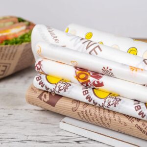 La Llareta 100 Sheets Deli Paper, 14 * 10 inch Sandwich Wrapping Paper, Food Wrapping Paper, for Breads, French Fries, Sandwiches, Burgers, Hot Dogs