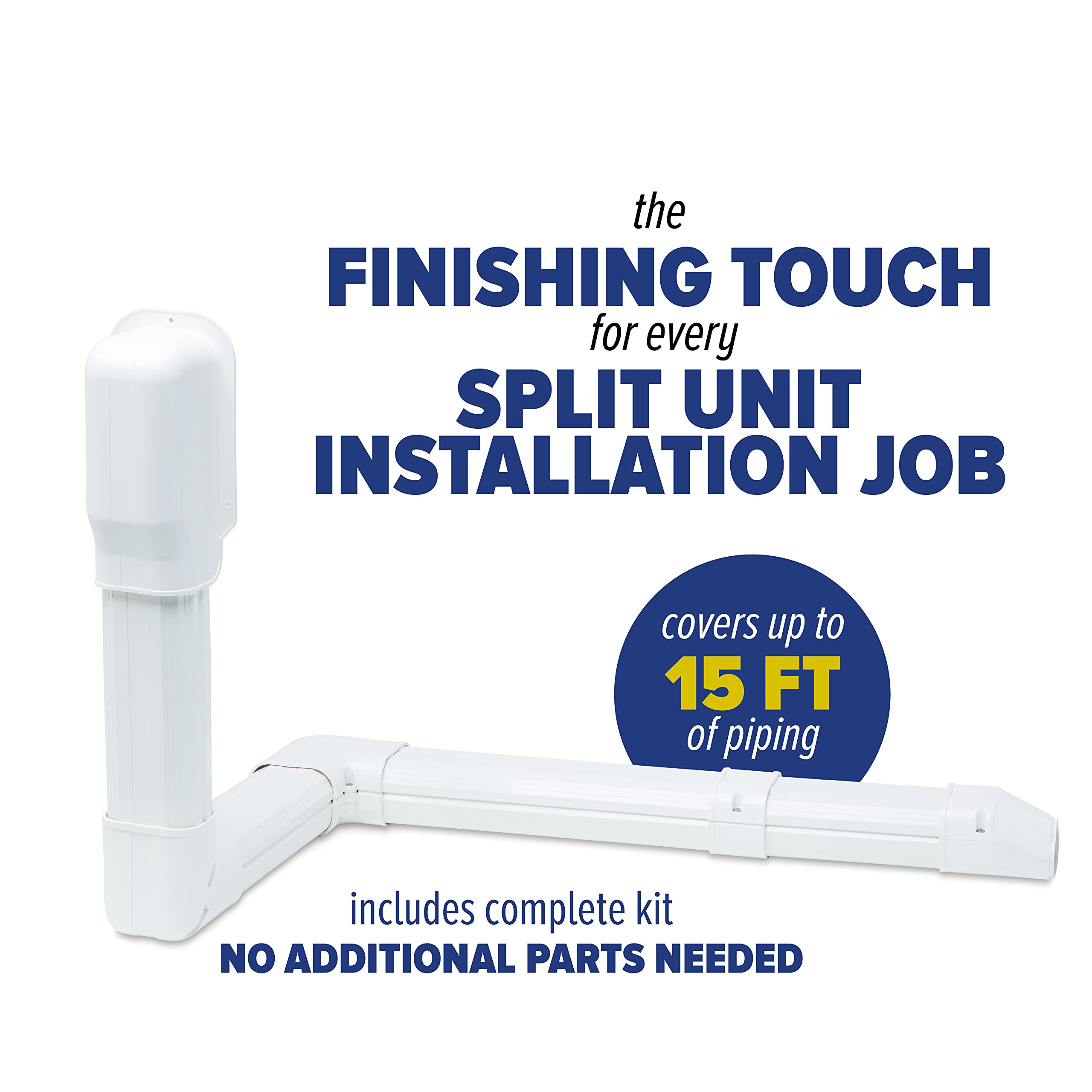 Sealproof Mini Split AC Line Set Cover Kit, 3" Decorative White Professional Grade PVC Kit Provides 15 FT Line Coverage for Ductless Mini Split Air Conditioners and Heat Pumps