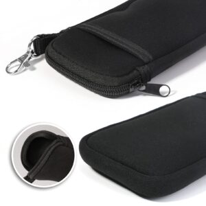 Hifot 2 Pack Double Soft Glasses Case with Carabiner Hook, Ultra Light Portable Neoprene Eyeglasses Pouch with Zipper