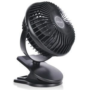 10000mah rechargeable battery operated clip on fan, lasts 40hrs max, portable fan with 3 speeds, sturdy clamp, small usb desk fans for outdoor stroller golf cart treadmill camping home office