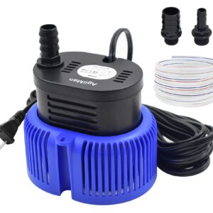 AgiiMan Pool Cover Pump Above Ground - Submersible Swimming Sump Inground Pump, Water Removal with 16' Drainage Hose and 25 Feet Power Cord, 850 GPH, 3 Adapters, Blue