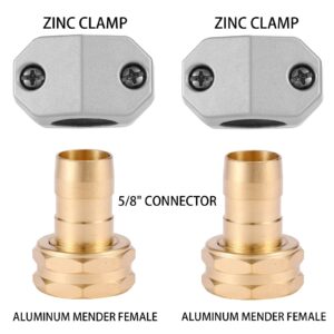 Zinc and Aluminum Female Coupling, Fits All 5/8-Inch and 3/4-Inch Garden Hose Repair Fitting, 2 Pack