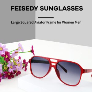 FEISEDY Vintage Retro 70s Plastic Aviator Sunglasses Women Men Classic Large Squared Frame B2751