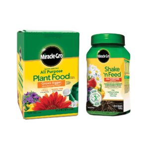 miracle-gro water soluble all purpose and shake 'n feed plant food bundle: feeds flowers, vegetables, trees, and houseplants