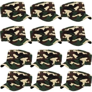 ZffXH Army Party Favor Hats For Kids Adults, 12 Pack Camo Caps, Costume Bulk Helmet For Decorations Military Retirement