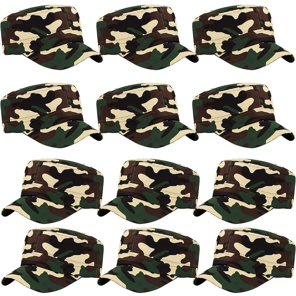 ZffXH Army Party Favor Hats For Kids Adults, 12 Pack Camo Caps, Costume Bulk Helmet For Decorations Military Retirement