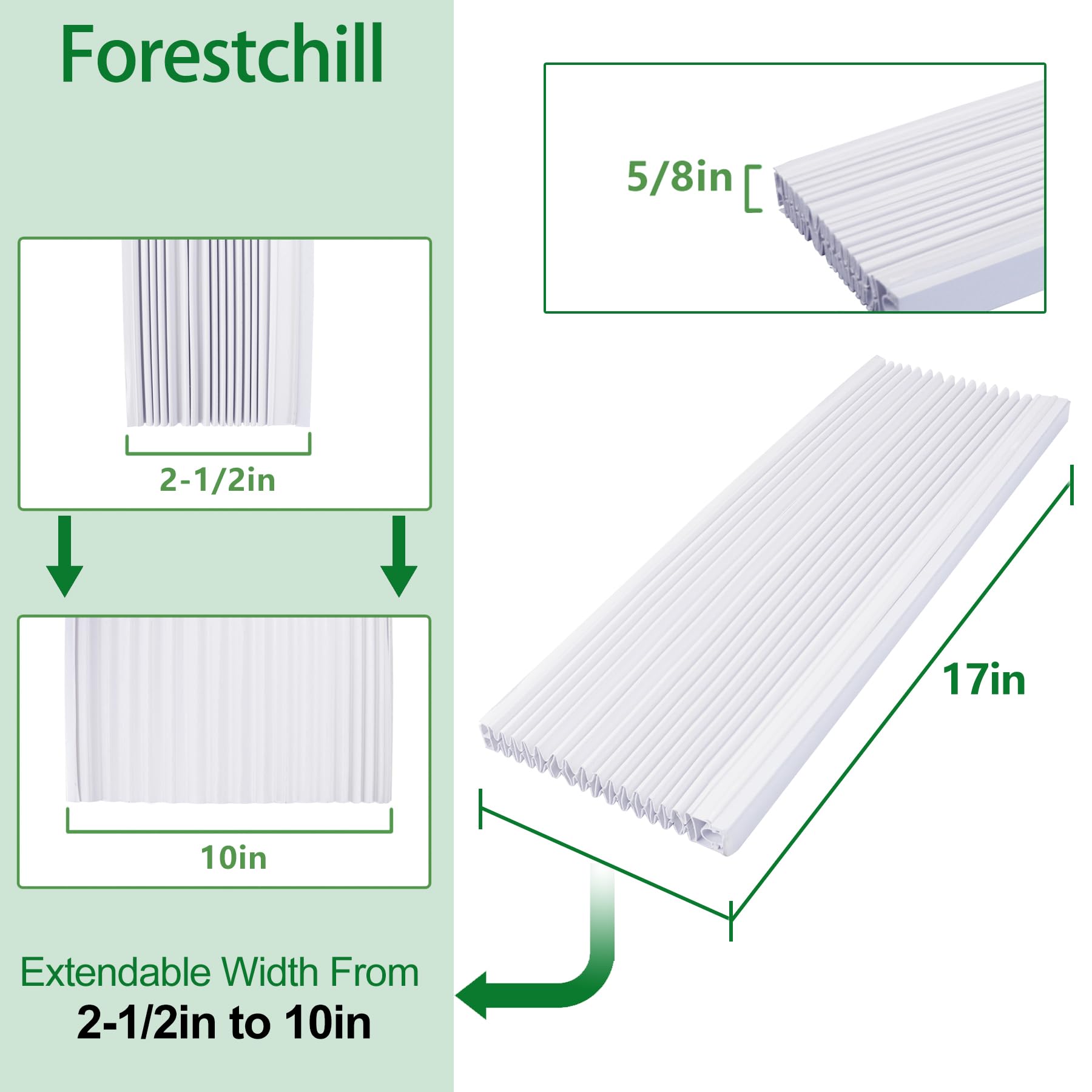 Forestchill Window Air Conditioner Side Panel with Double Layers, Upgraded Insulation AC Side Panels for Window AC Unit, Fits Up to 17" H x 10" W, Pack of 2, White