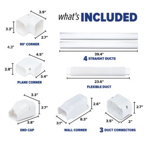 Sealproof Mini Split AC Line Set Cover Kit, 3" Decorative White Professional Grade PVC Kit Provides 15 FT Line Coverage for Ductless Mini Split Air Conditioners and Heat Pumps