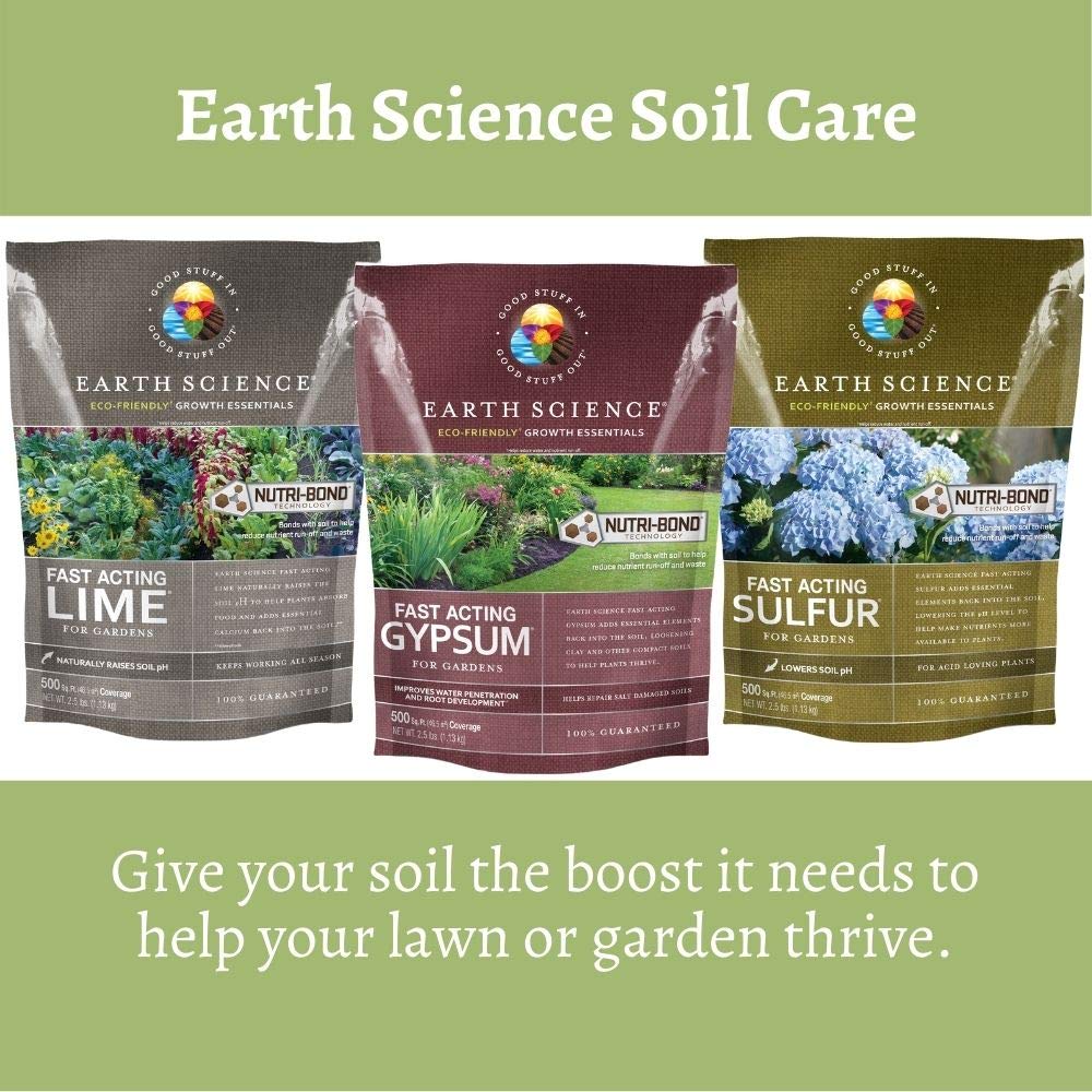 Earth Science Fast Acting Lime - Instantly Raise pH of Soil & Reduce Nutrient Runoff for Improved Growth & Color - Long Lasting Lawn Care with Calcium (2.5lb)