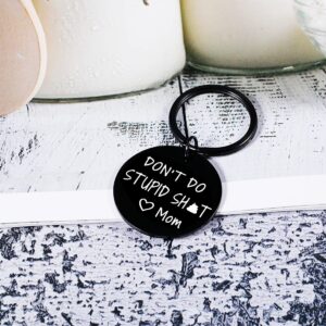 Don’t Do Stupi St Keychain Poop Funny Birthday Gifts for Son Daughter Teenagers from Mom Sarcasm Gift for Teens Boy Girl Graduation Valentine Christmas Humor Gag Gift Mother to Kids Black