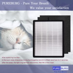 PUREBURG Replacement Filter Set Compatible with Zigma Aerio-300 Air Purifier, H13 HEPA + Activated Carbon Pre-Filter x 2 Air Clean Dust VOCs