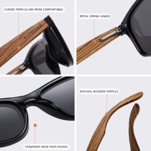 KITHDIA Zebra Wooden Bamboo Sunglasses Polarized for Men and Women - Wood Temples Sunglasses S5029