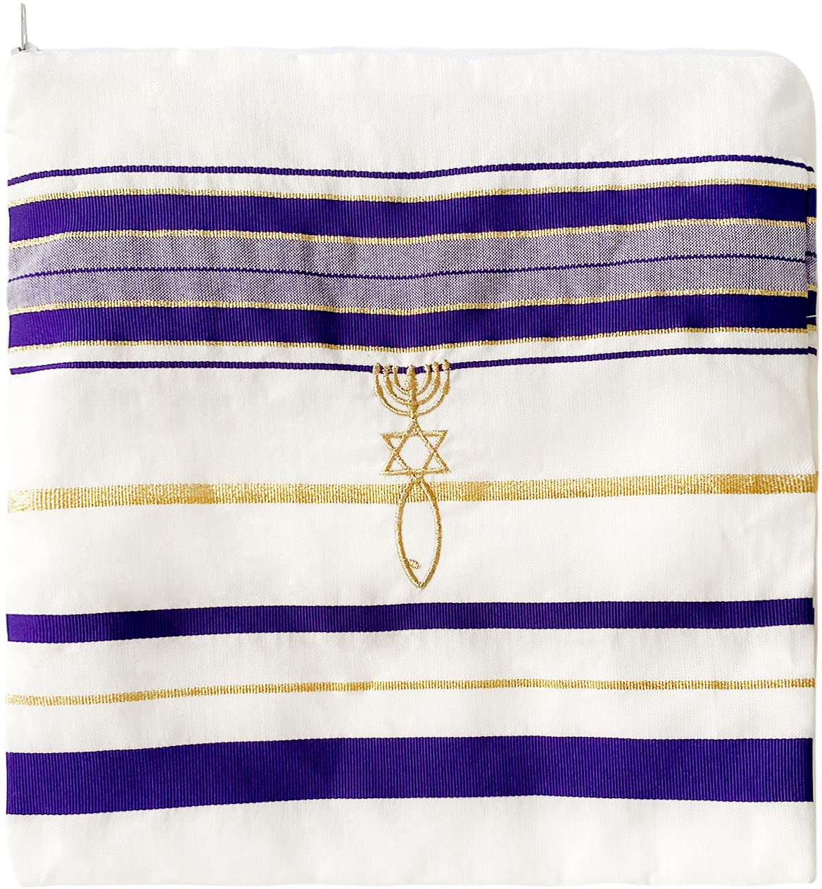 Holy Land Market Mens Messianic Shawl/Tallit - The Messiah Tallit (Purple)