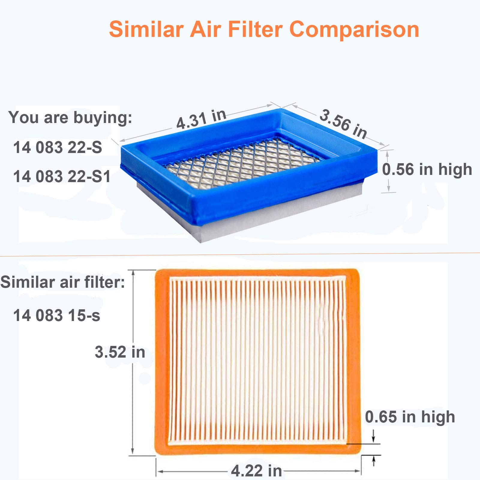 5 Pack 14-083-22-S Air Filter Compatible with Kohler XT650 XT675 Engine Lawnboy Toro Lawn Mower Air Filter, 1408322s 14-083-22-S1 Air Filter