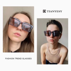 TIANYESY Minimalist Classic Design Fashion UV400 Sunglasses Square Sun Glasses Unisex TY2984 (Brown)