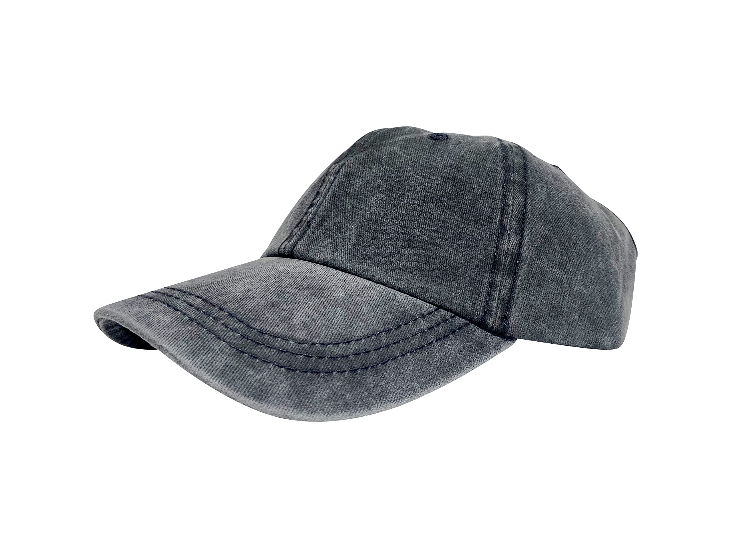 CurlCap Natural Hair Backless Cap – Satin Lined Baseball Hat for Women (Black Denim), One Size