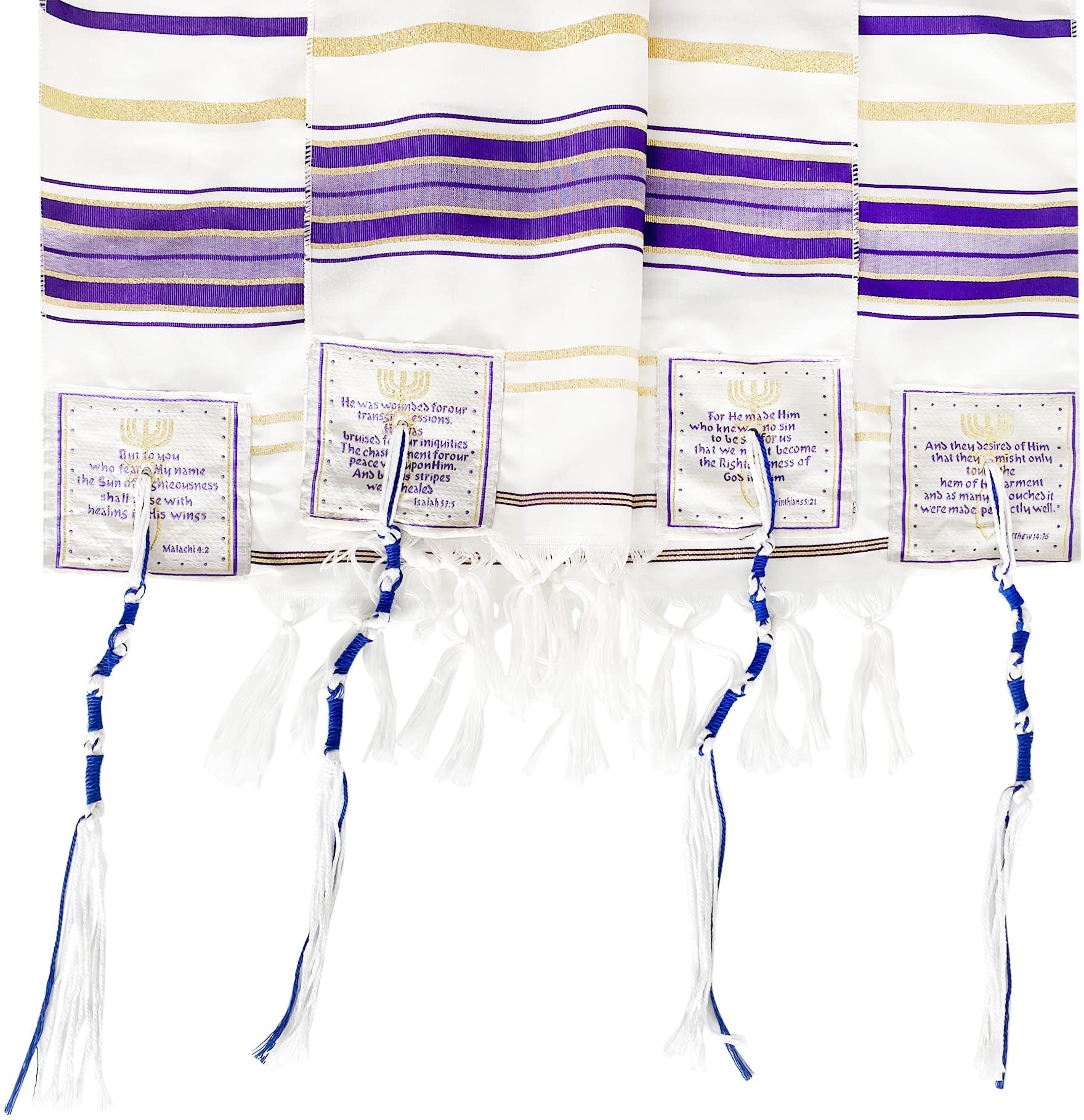 Holy Land Market Mens Messianic Shawl/Tallit - The Messiah Tallit (Purple)