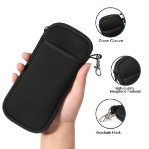 Hifot 2 Pack Double Soft Glasses Case with Carabiner Hook, Ultra Light Portable Neoprene Eyeglasses Pouch with Zipper