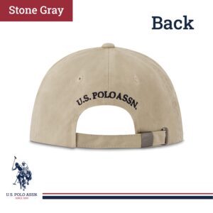 U.S. POLO ASSN. Small Pony Logo Baseball Hat, Washed Twill Cotton Adjustable Cap Stone