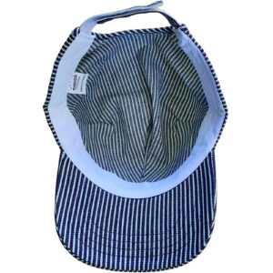 CINCKCO Adult‘s Engineer Cap Train Conductor Hat Classic Blue/White Stripes Velcro Adjustable