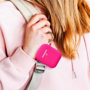 MOLOPPO Case Cover Compatible with AirPods, Soft Silicone Protective Cover with Keychain for Women Men Compatible with Apple AirPods 2nd 1st Generation Charging Case, Front LED Visible- Rose Pink