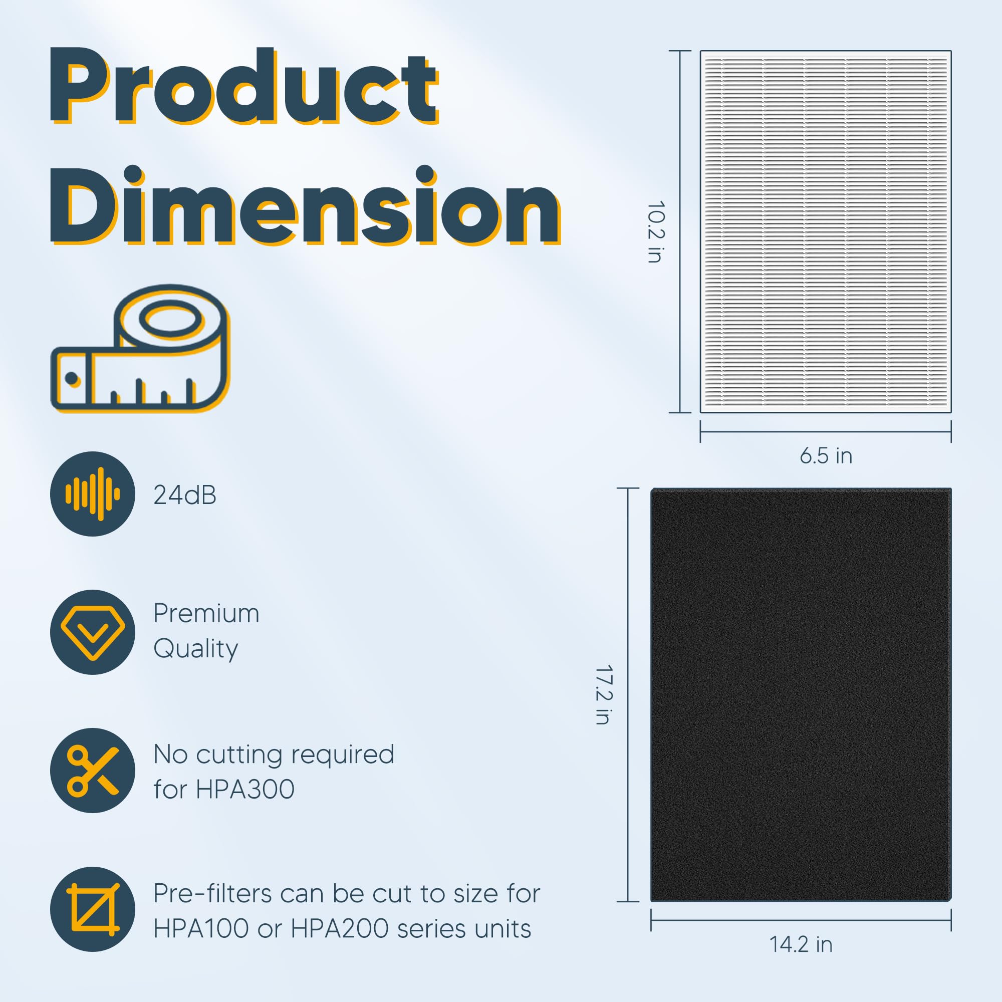 Improvedhand HPA300 HEPA Filter Replacement for Honeywell Air Purifier HPA304 HPA3300 HPA5300 HPA5350 HPA8350 HPA300VP, Compared to HRF-R3 (3 True HEPA R Filters and 4 A Pre-Cut Carbon Pre-Filters)