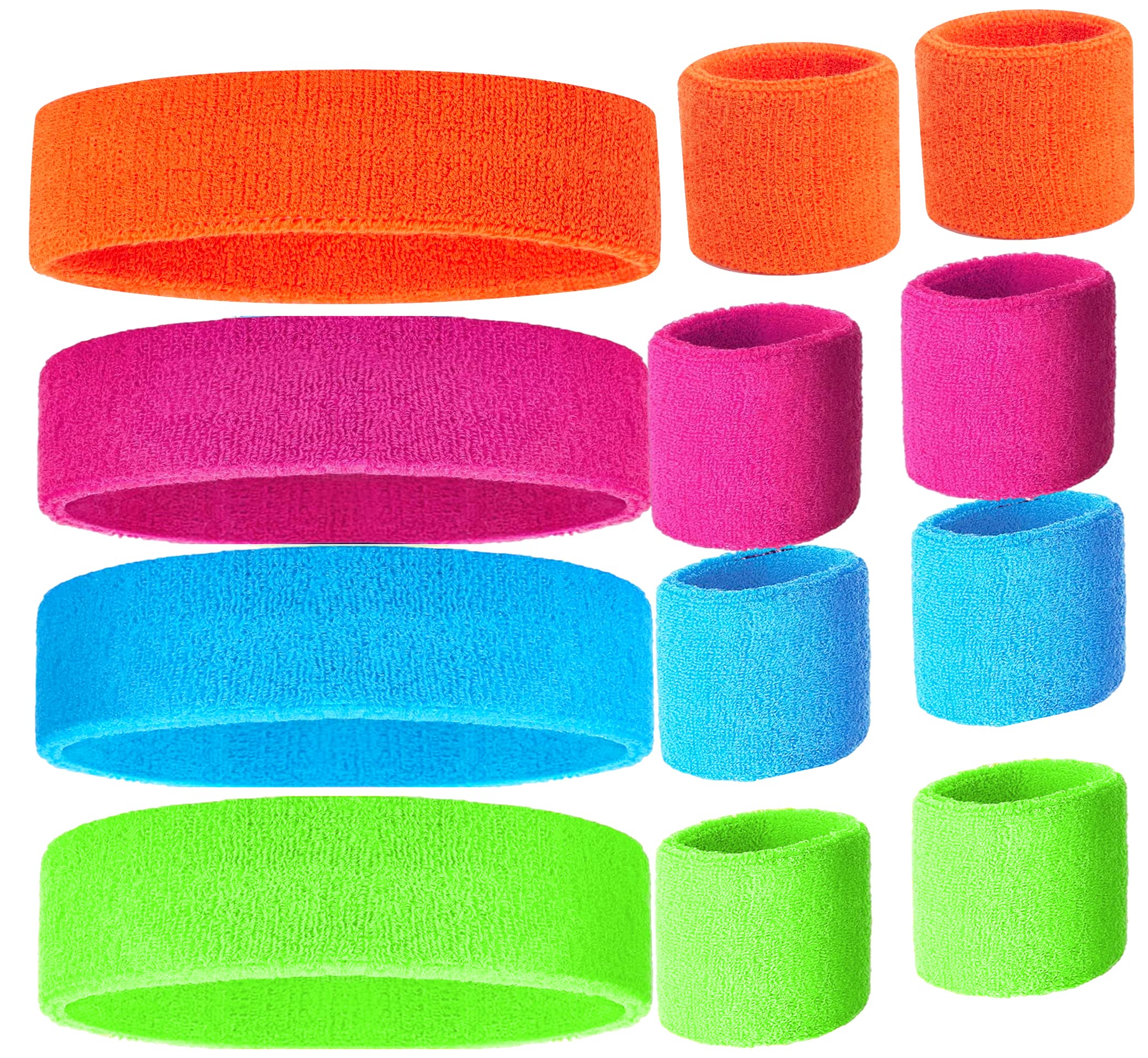 80s Sweatband, Sports Headband and Wristbands, Sweat Bands 80s Neon Colors, 80s Party, Sweatbands for Women, Colorful Sweatband Set