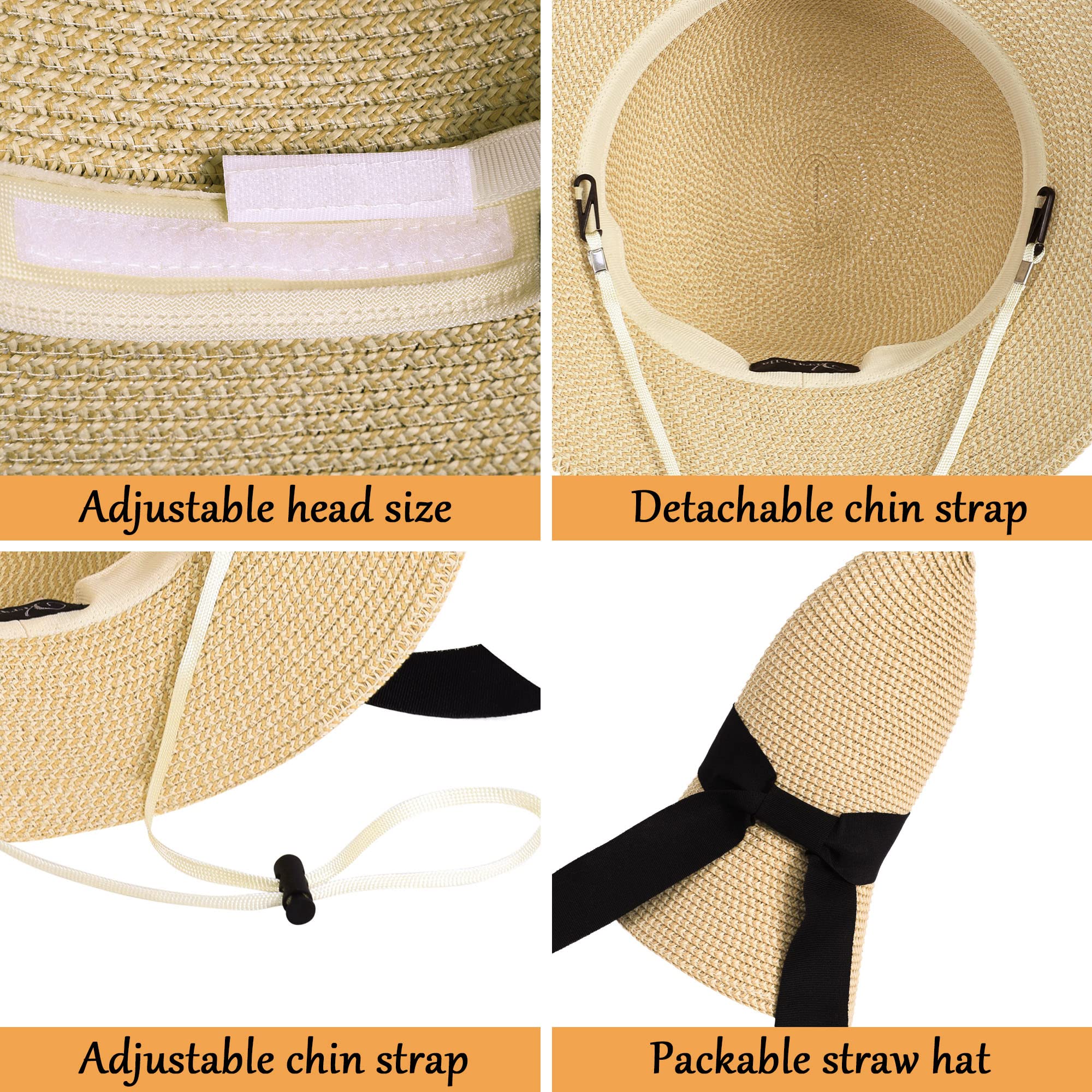 Straw Hat for Women Sun Hat Crushable Summer Hats for Women Beach Hat Womens Straw Hat Ponytail Sun Protection Hat Rolled Straw Hat Womens Hats,Natural