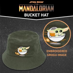 Star Wars Grogu Bucket Hat, The Mandalorian Packable Travel Hat, Wide Brim Summer Hat, Green, One Size