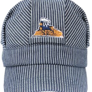 CINCKCO Adult‘s Engineer Cap Train Conductor Hat Classic Blue/White Stripes Velcro Adjustable