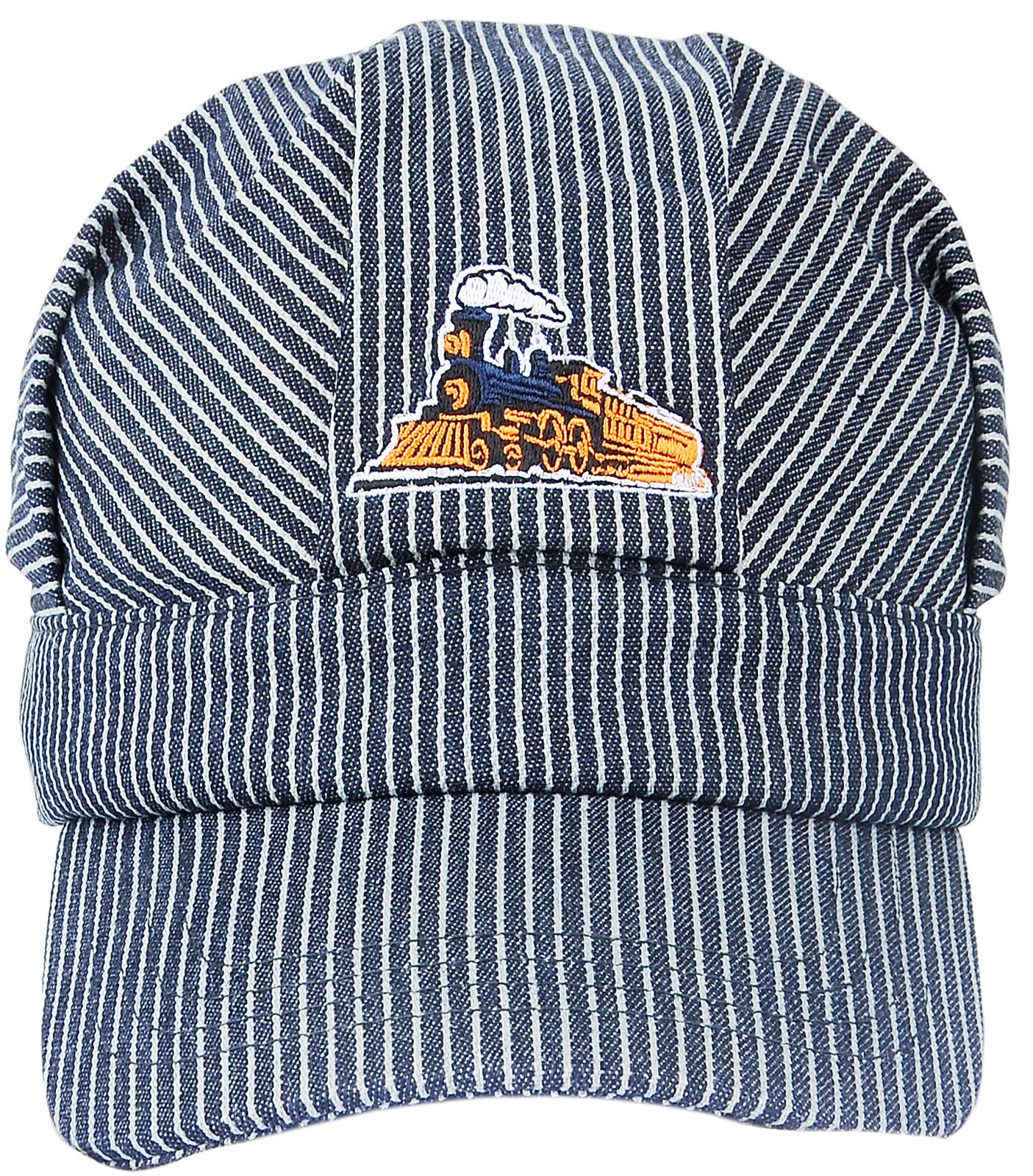 CINCKCO Adult‘s Engineer Cap Train Conductor Hat Classic Blue/White Stripes Velcro Adjustable