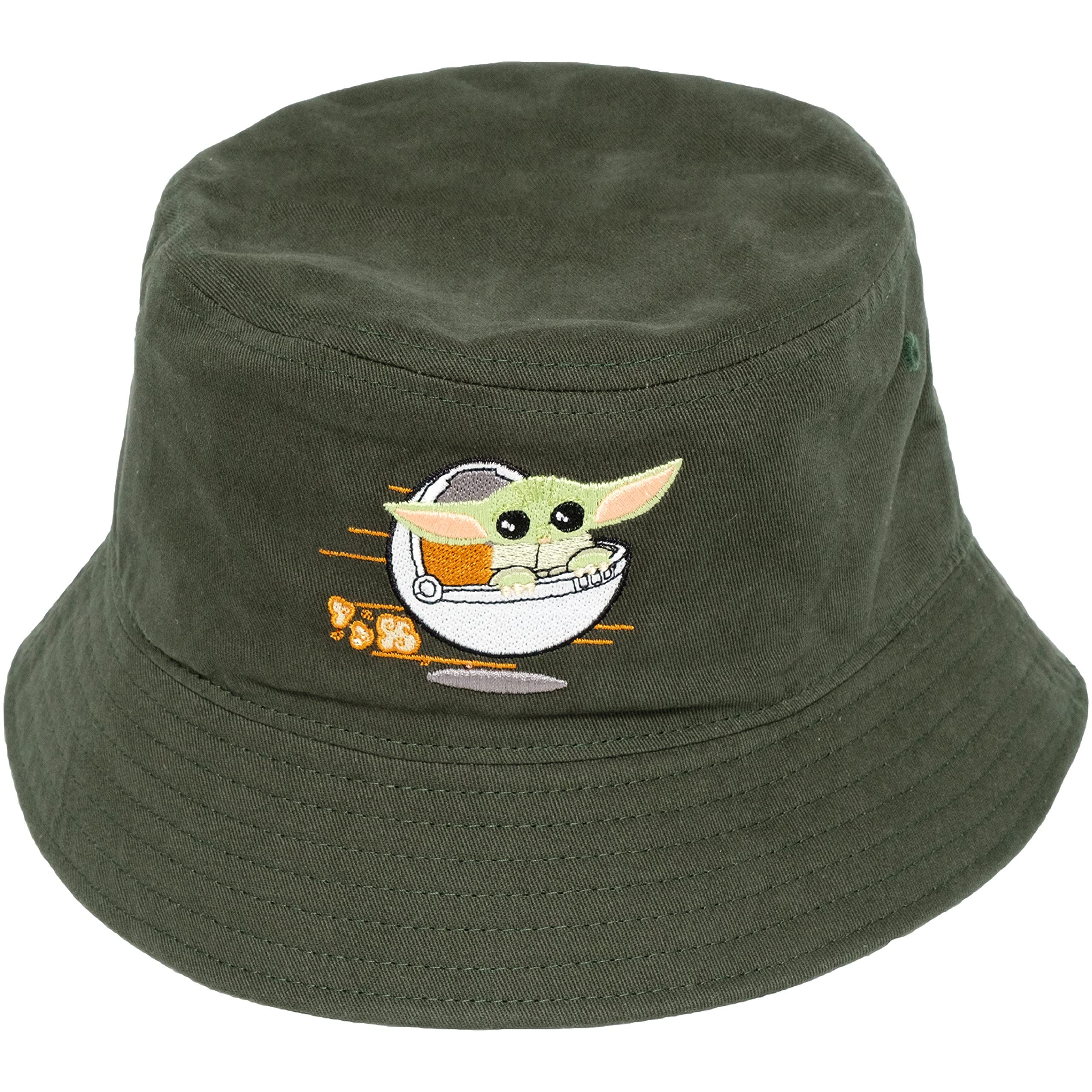 Star Wars Grogu Bucket Hat, The Mandalorian Packable Travel Hat, Wide Brim Summer Hat, Green, One Size