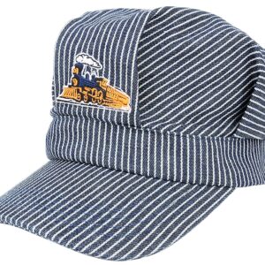 CINCKCO Adult‘s Engineer Cap Train Conductor Hat Classic Blue/White Stripes Velcro Adjustable