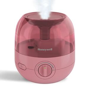 honeywell mini cool mist humidifier, easy to fill and clean, humidifier for small bedroom, kids rooms, or office. ultra quiet operation and auto shut-off - rose, hul525r