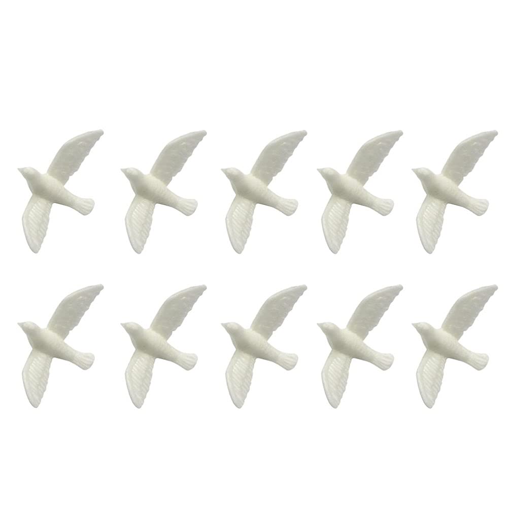 EXCEART 10Pcs Mini Dove Figurine Dollhouse Animal Miniature Statue Artificial White Pigeon Sculpture Model Cake Topper for Landscape Garden House Ornament