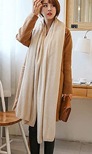 Wander Agio Womens Warm Long Shawl Winter Blanket Large Scarf Pure Color Beige 1