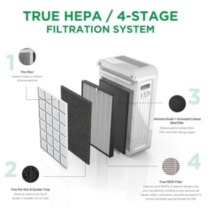 AprilAire AP09550V Virus+Allergy+Pet True HEPA Room Air Purifier, 4-Stage Filtration, Captures Viruses, Bacteria, Allergens, Pet Hair & Dander, Ozone Free, 495 sq. ft. Rooms