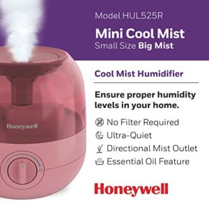 Honeywell Mini Cool Mist humidifier, Easy to Fill and Clean, humidifier for small Bedroom, Kids Rooms, or office. Ultra Quiet Operation and Auto Shut-Off - Rose, HUL525R