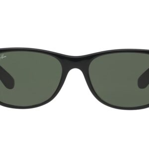 Ray-Ban RB2132 New Wayfarer Sunglasses + Vision Group Accessories Bundle, unisex-adult (Black/Crystal Green,58)